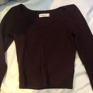 Dark Red Long Sleeve Top
